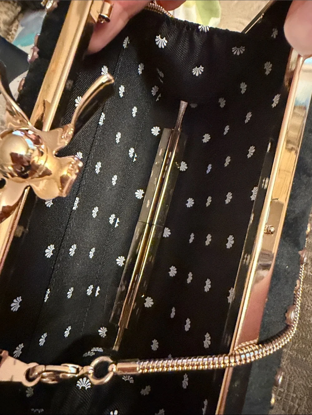 Black Velvet minaudière with crystals Evening Clutch flower top, NWOT gorgeous!